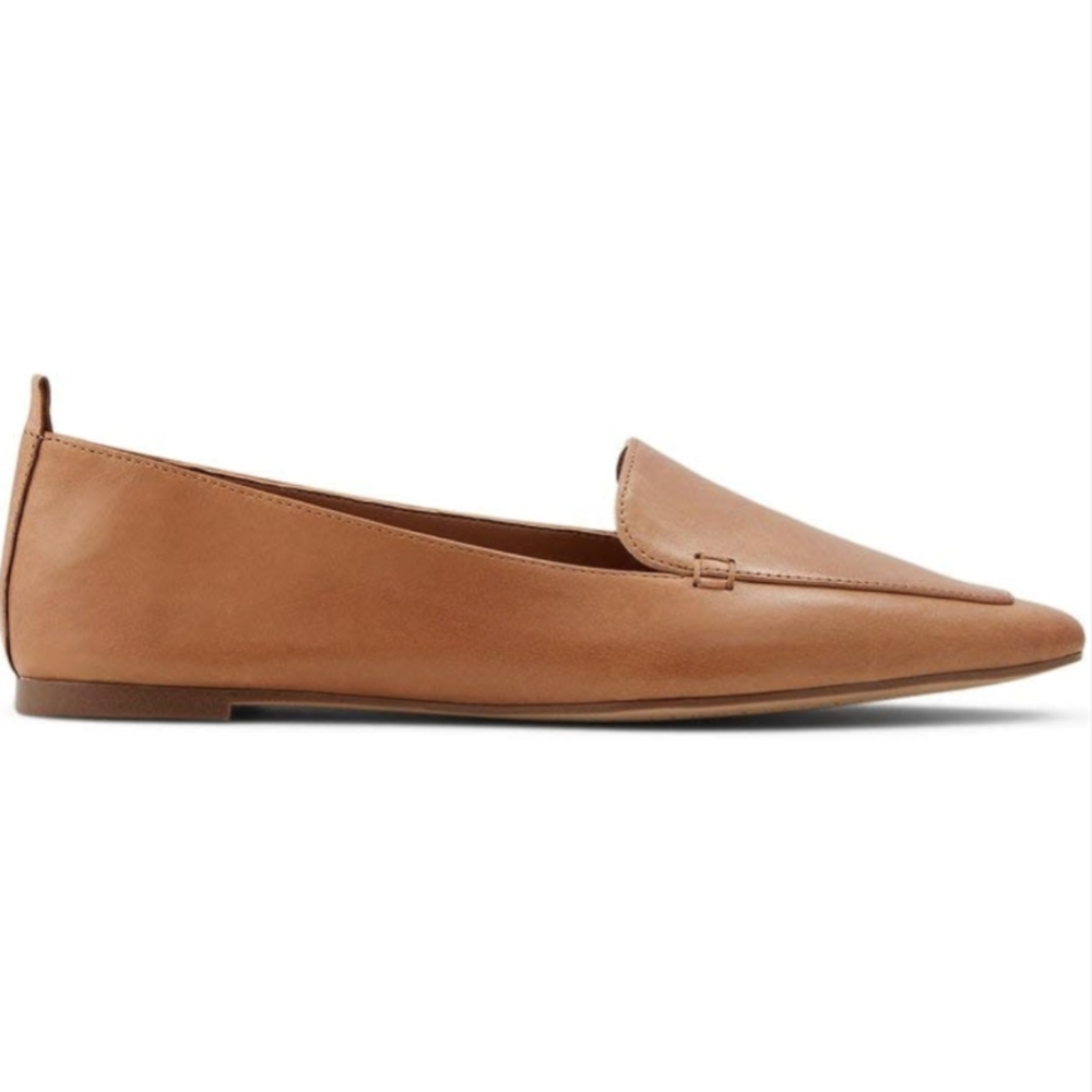 Tan Leather Flats with Minimalist Design